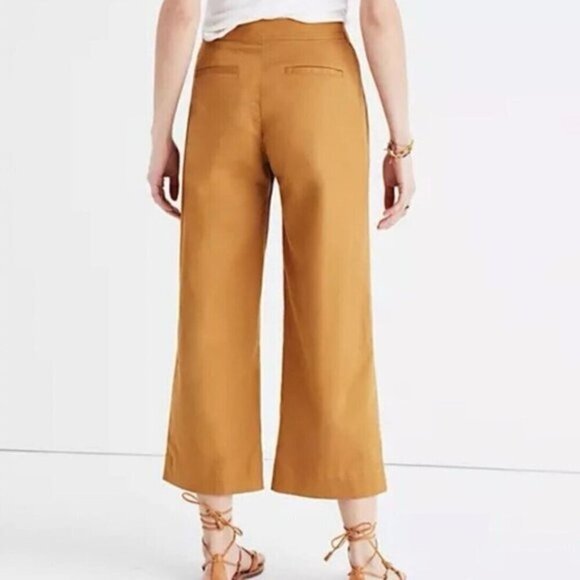 Madewell high rise Wide Leg Cropped Lace Up Pants Size 2 marigold cotton - Picture 2 of 12